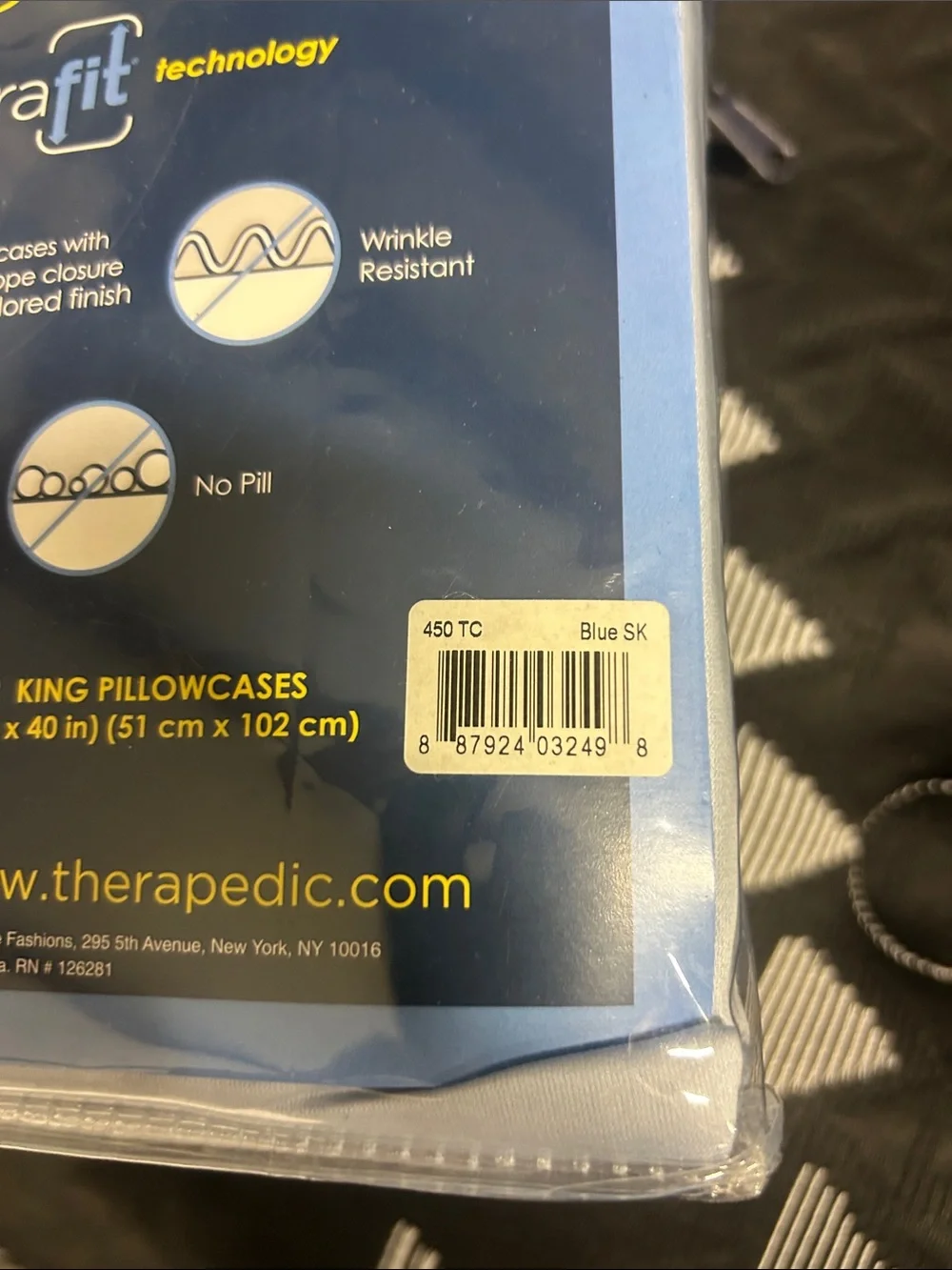 Therapedic 450 Thread Count Cotton Sateen Sheet Set - Light Blue (Split King)